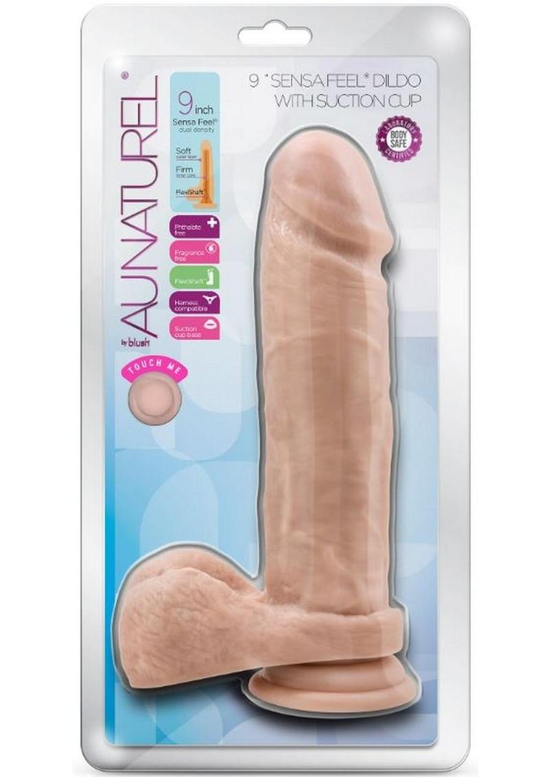 Au Naturel Realistic Dildo With Balls Suction Base Flesh 9.5 Inches