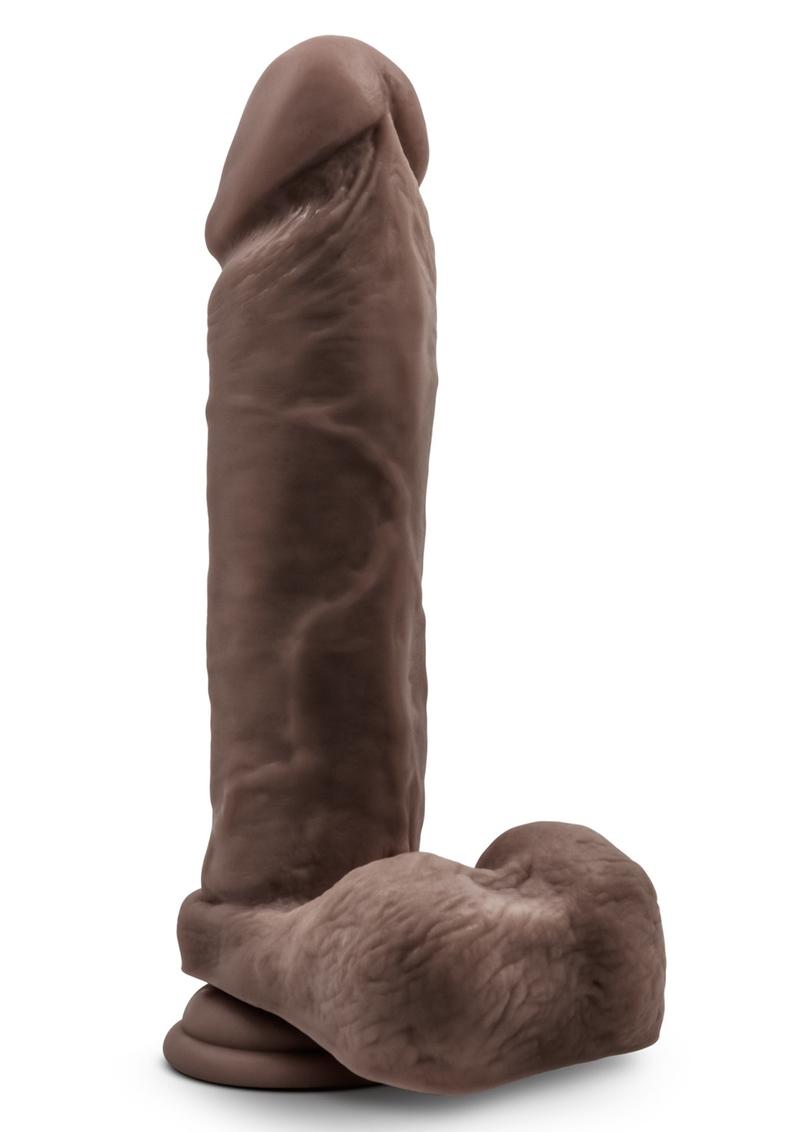 Au Naturel Realistic Dildo With Balls Suction Base Chocolate 9.5 Inches