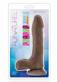 Au Natural Mr. Perfect Dual Dense Realistic Dildo With Balls Suction Base Chocolate 8.5 Inches