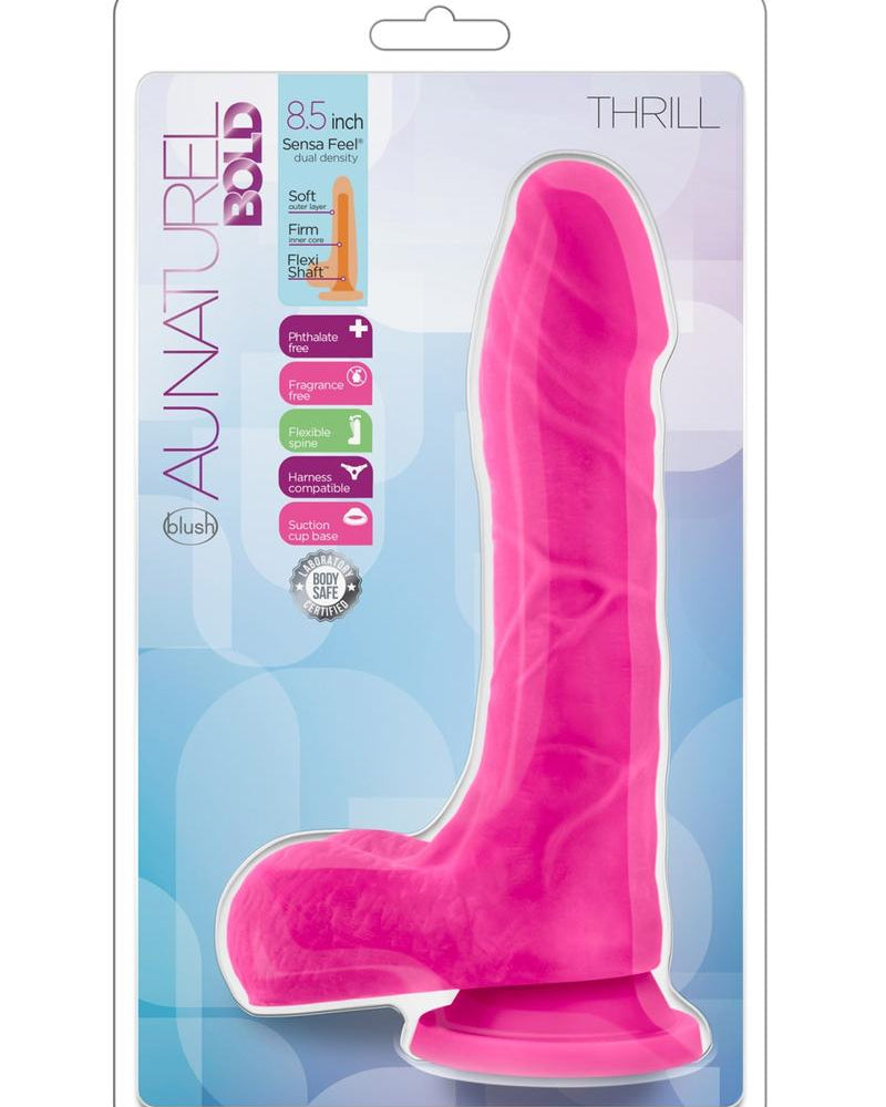 Consolador Au Naturel Bold Thrill de 8,5 pulgadas con ventosa y sin vibración, color rosa