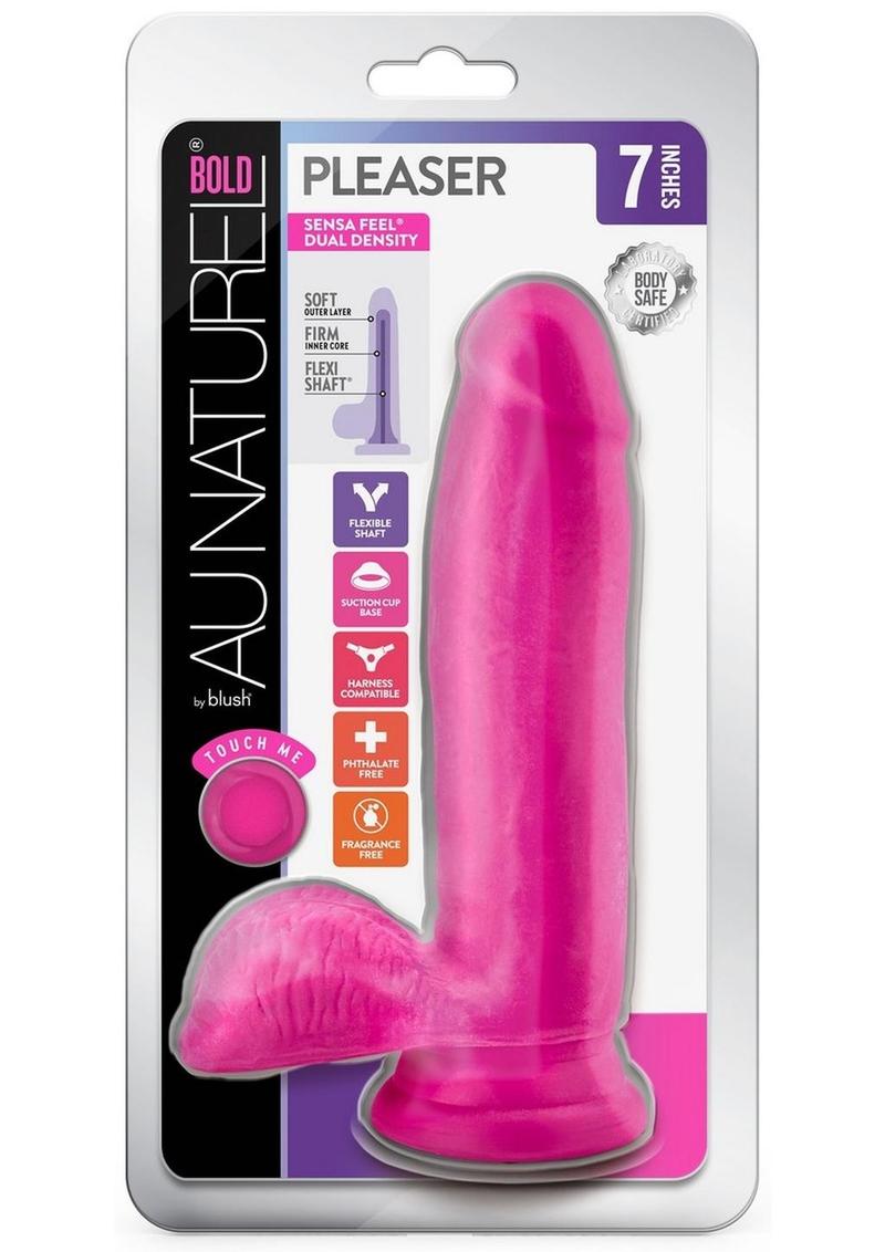 Au Naturel Bold Pleaser Dildo 7  inch Suction Cup Non Vibrating Pink