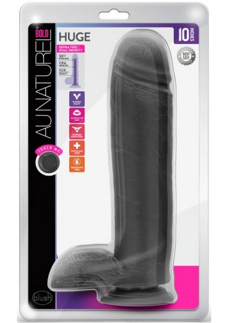 Au Naturel Bold Huge Dildo 10.5 inch Suction Cup Non Vibrating Black