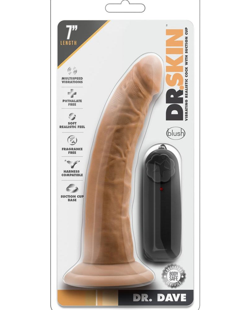 Dr Skin Dr Dave Vibe Cock W/suction Mocha 7 inch