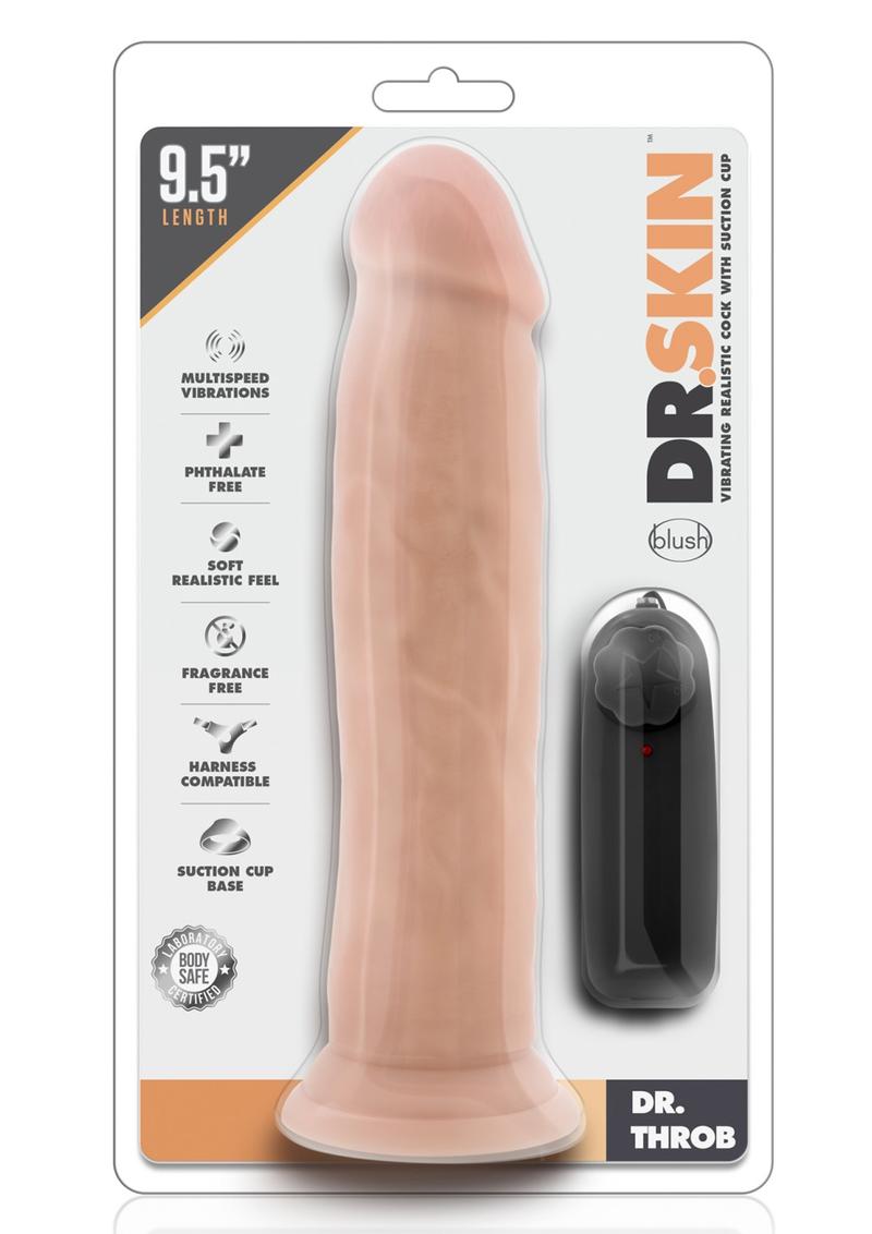 Dr Skin Dr Throb Vibe Cock W/suction Vanilla 9.5 inch