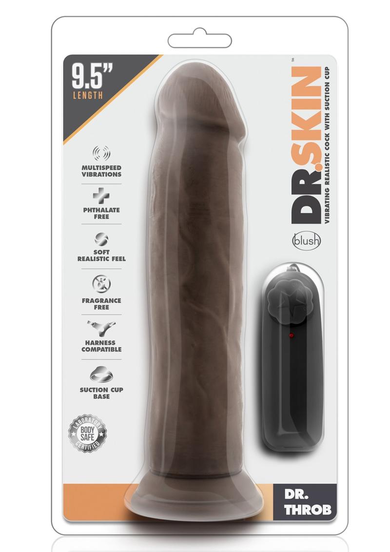 Dr Skin Dr Throb Vibe Cock W/suction Chocolate 9.5 inches