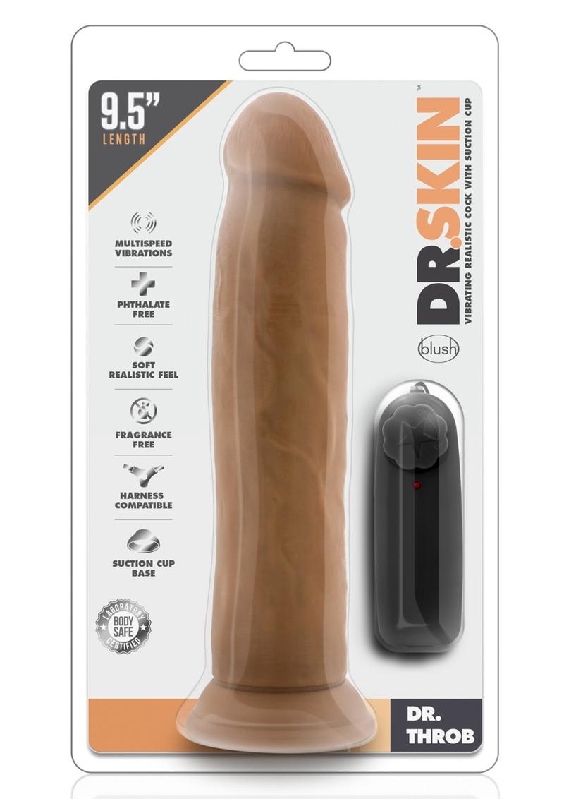 Dr Skin Dr Throb Vibe Cock W/suction Mocha Remote Control