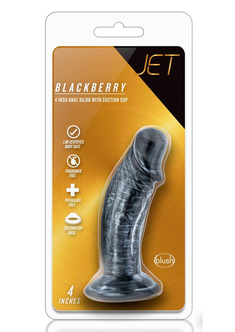 Jet Blackberry Dildo Suction Base Black 4.5 Inches