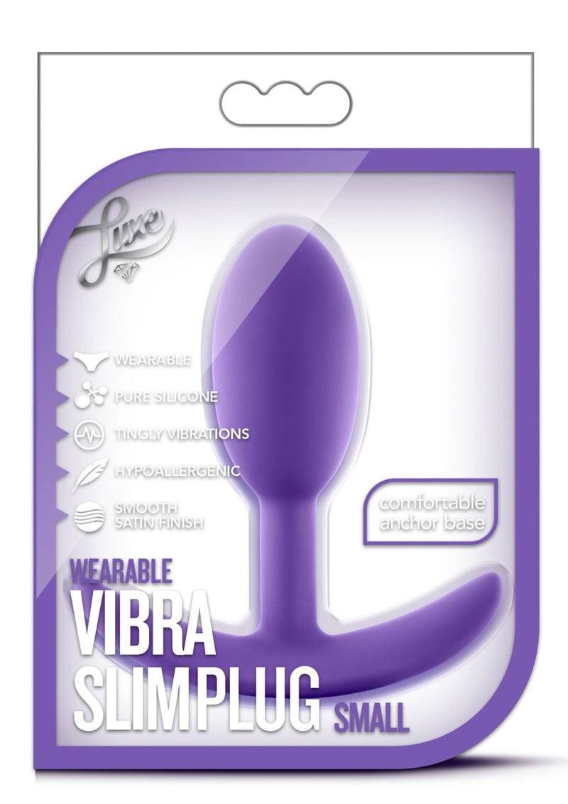 Luxe Wearable Vibra Slim Plug Silicona Pequeño Púrpura 3.5 Pulgadas