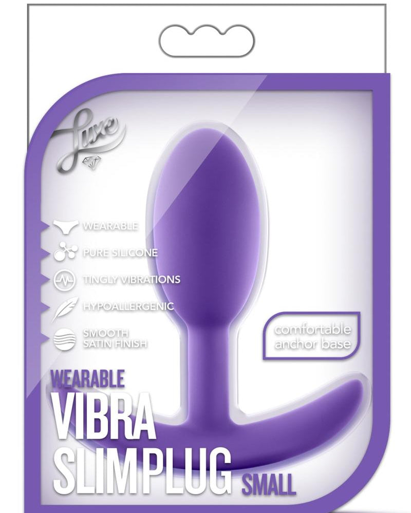 Luxe Wearable Vibra Slim Plug Silicone Small Purple 3.5 Inches