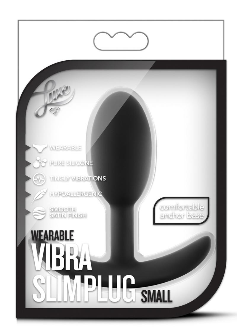 Luxe Wearable Vibra Slim Plug Silicona Pequeño Negro 3.5 Pulgadas