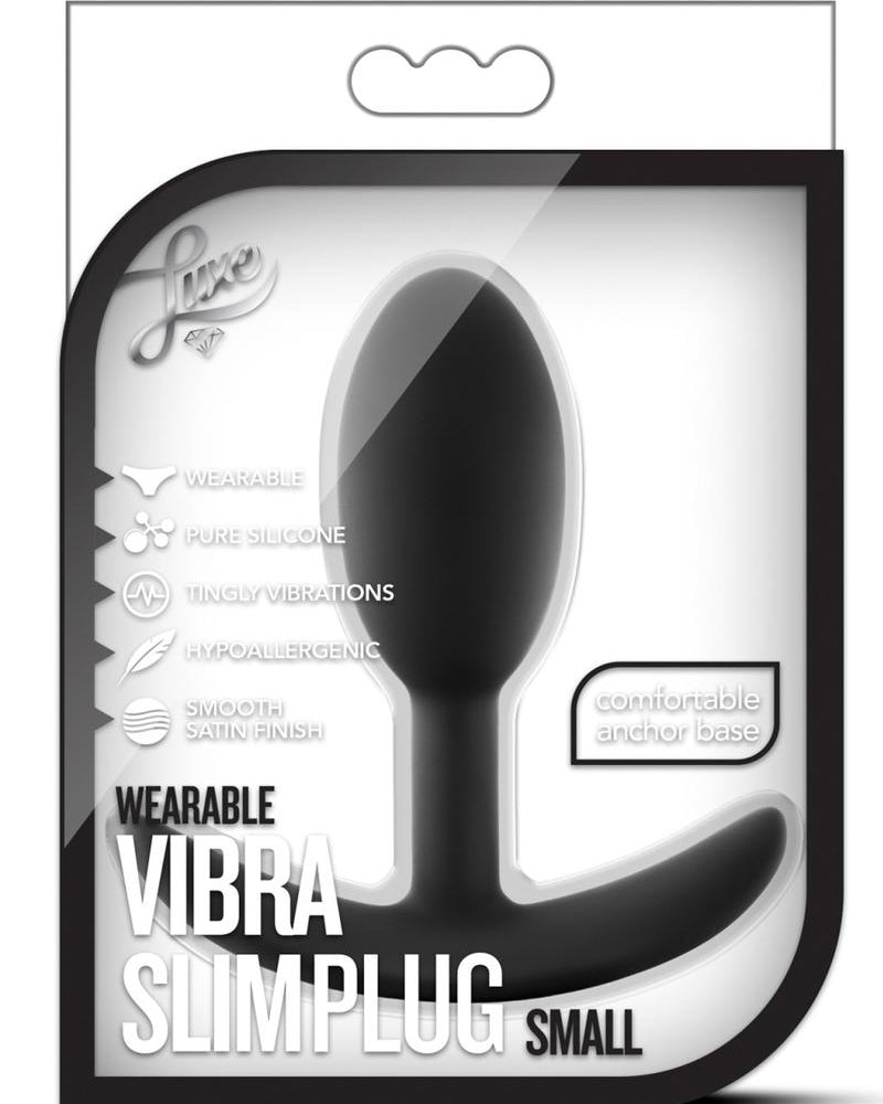 Luxe Wearable Vibra Slim Plug Silicone Small Black 3.5 Inches