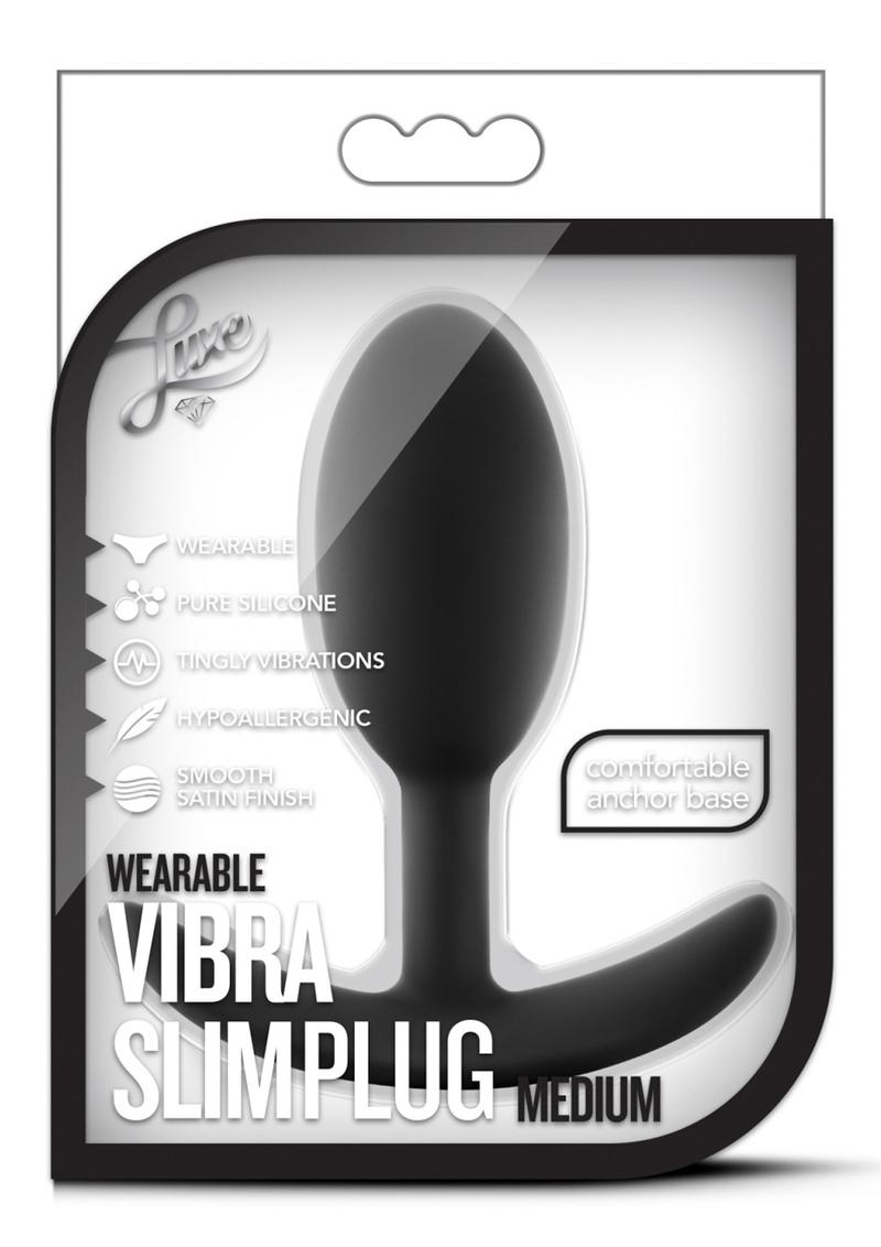 Luxe Wearable Vibra Slim Plug Silicona Mediano Negro 4 Pulgadas