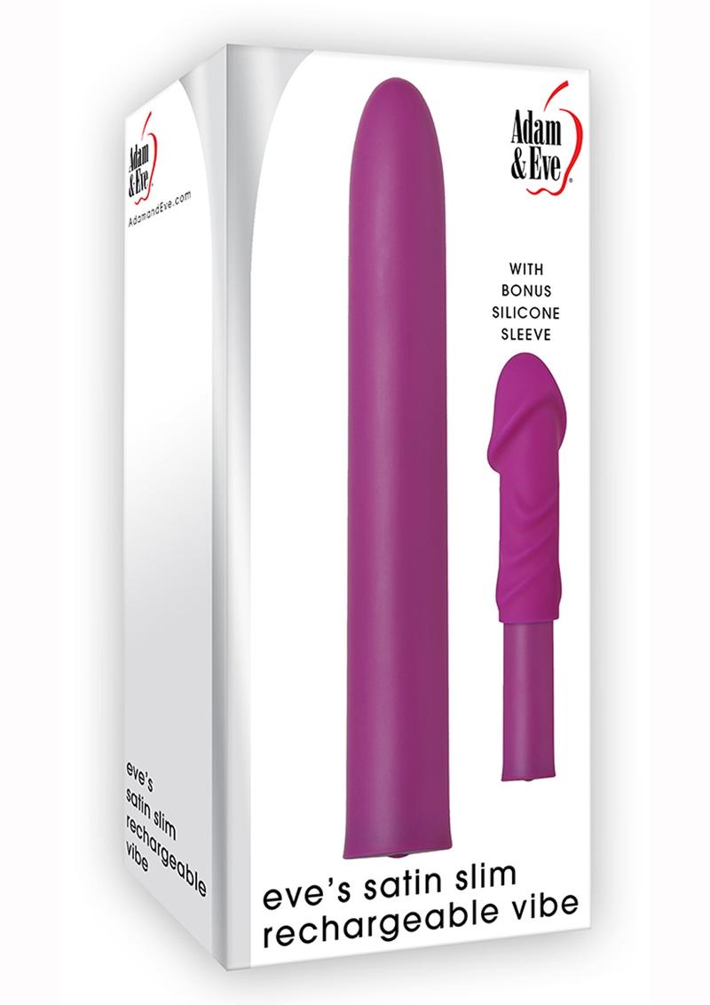 Adam and Eve - Satin Slim Vibe With Silicone Sleeve Waterproof - Purple