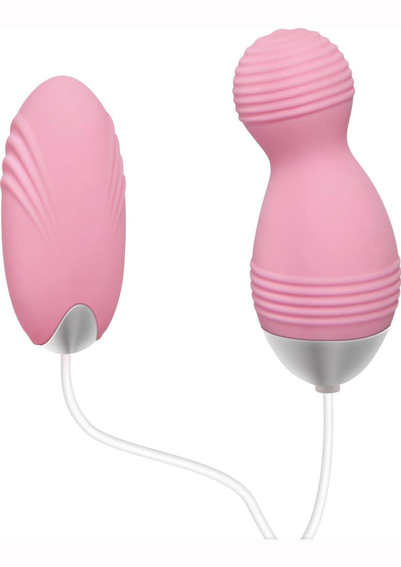 Adán y Eva - Balas vibradoras dobles con control remoto con cable - Rosa