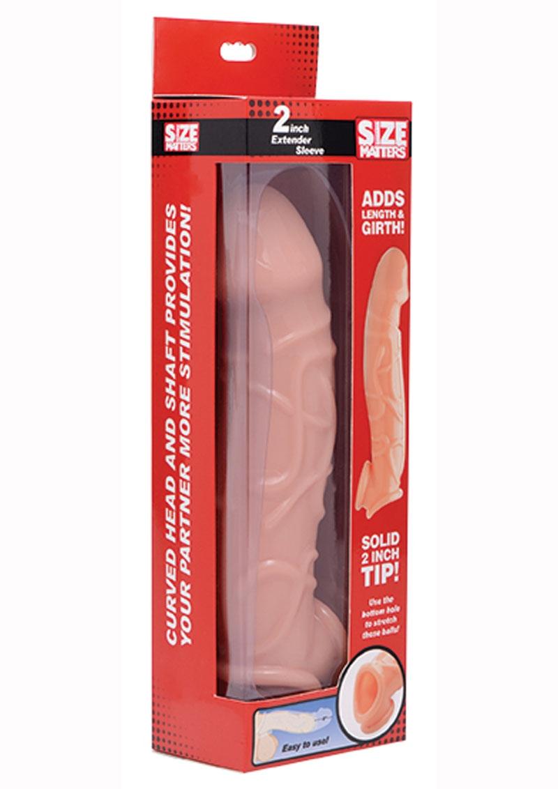 Funda extensora de pene Size Matters de 2 pulgadas, color carne, 9 pulgadas