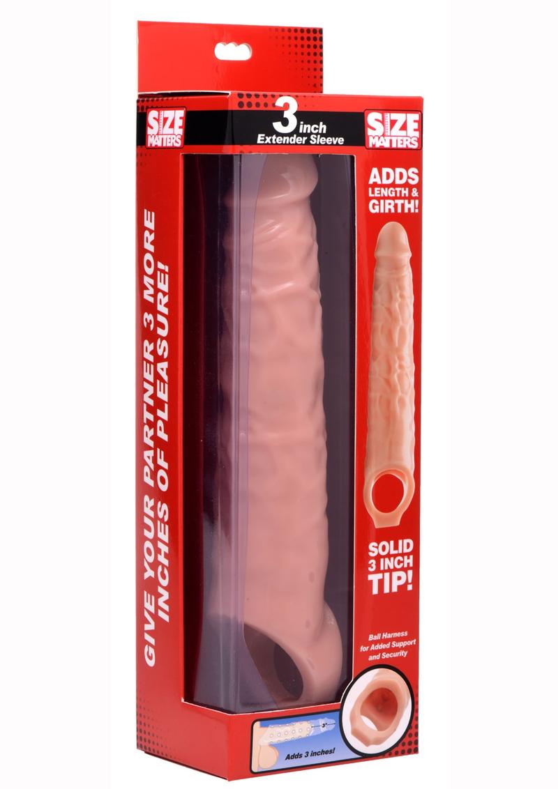 Funda extensora de pene Size Matters de 3 pulgadas, color carne, 10,75 pulgadas