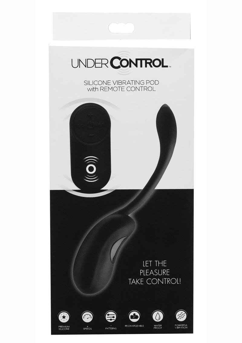 Cápsula vibratoria de silicona Under Control con control remoto inalámbrico, resistente al agua, color negro, 7 pulgadas