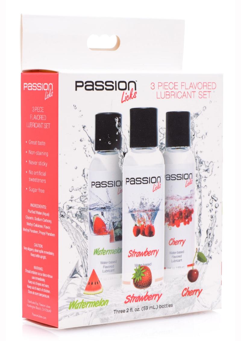 Passion Licks Flavored Lubricant Sampler Set 3 Bottles Each 2 Ounces