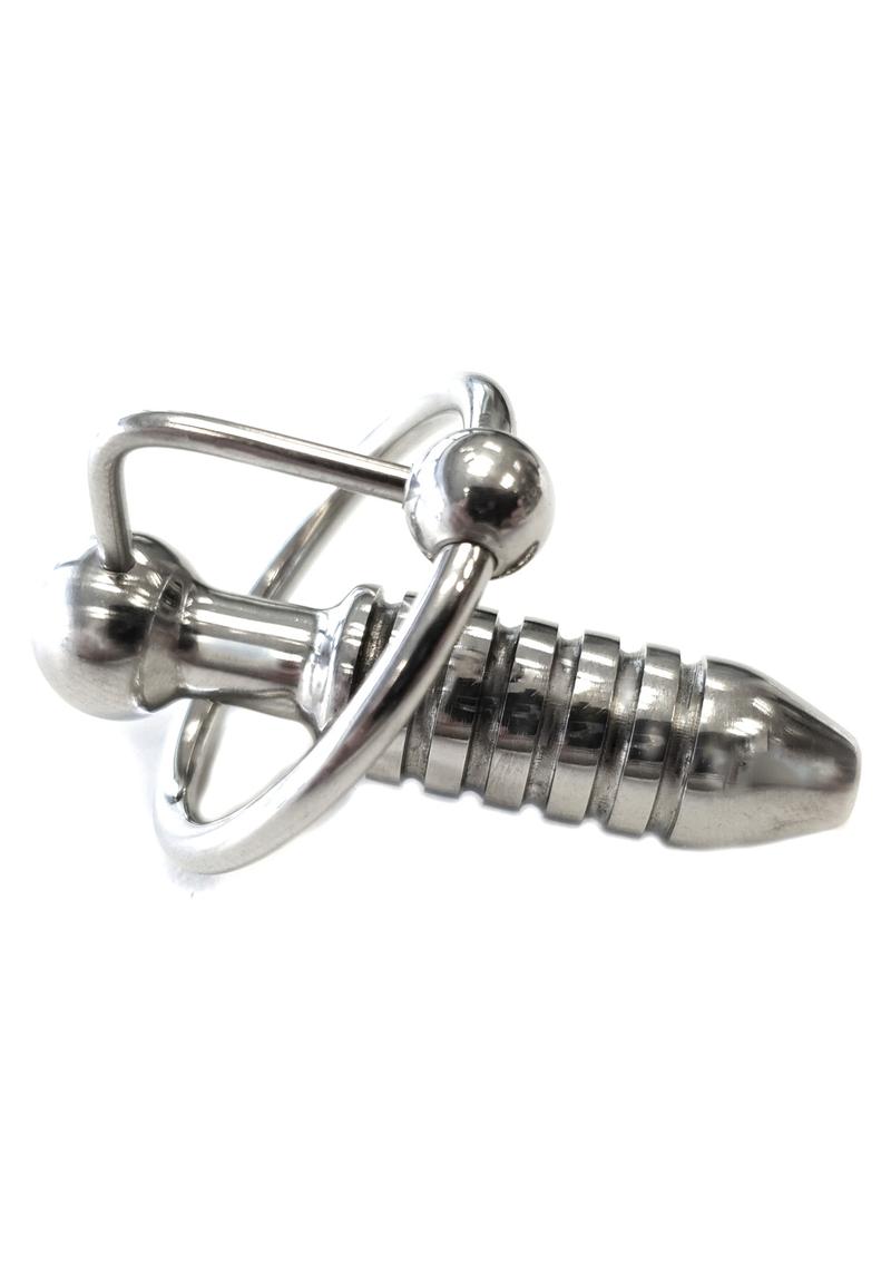 Sonda uretral y anillo para el pene con cuentas de acero inoxidable Rouge Play