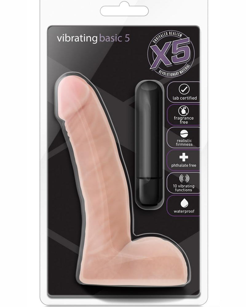 X5 Vibrating Basic 5 Beige Dildo Multi Function Waterproof
