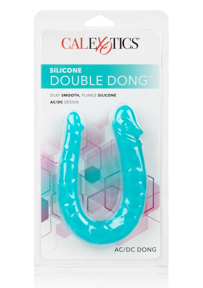 Silicone Double Dong Ac/dc Dong Teal Dual Penetration Non Vibrating Silicone