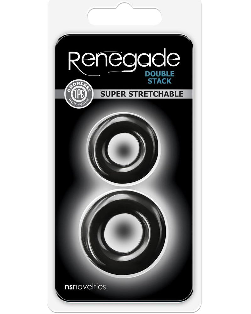 Renegade Double Stack Black Cock Ring