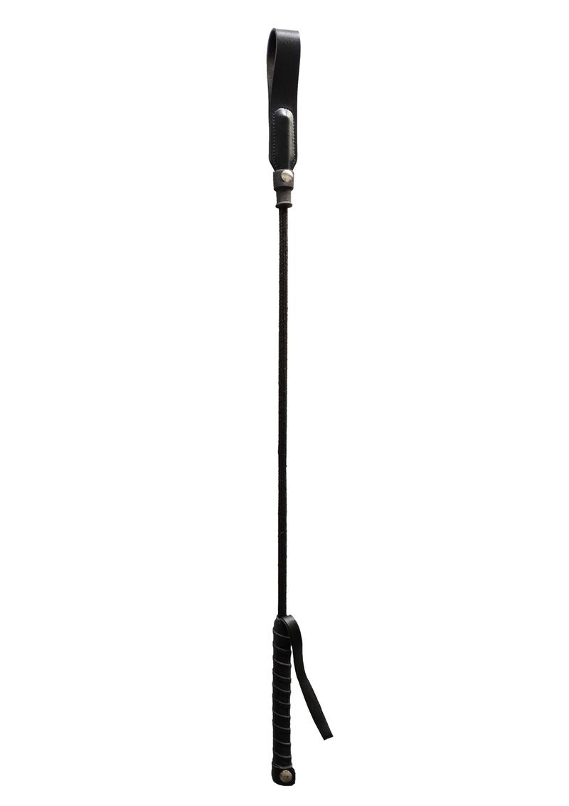 Rouge Long Riding Crop Slim Tip 24 Whip Bondage and Fetish Black