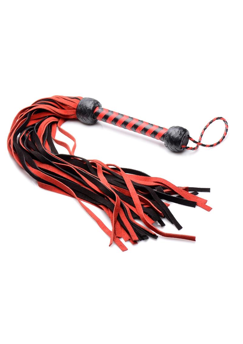 Mis Black And Red Suede Flogger Whip Bondage