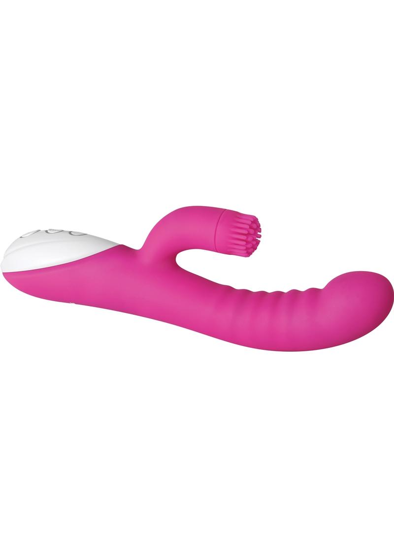 Rockin` G Silicone USB Rechargeable Come Hither Motion With Spinning Clitoral Stimulator Waterproof Pink 8.77 Inch