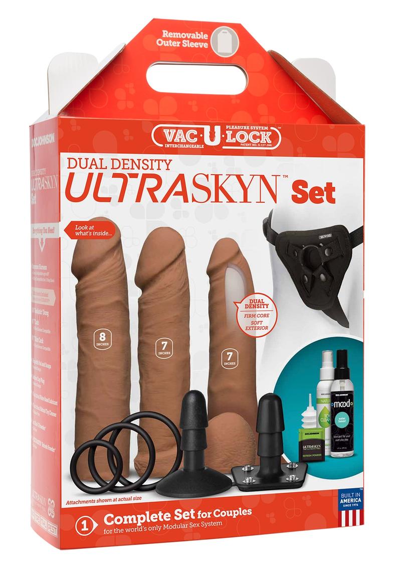 Vaculock Dual Dense Ultraskyn Set Carmel Dildo Set Harness Accessory