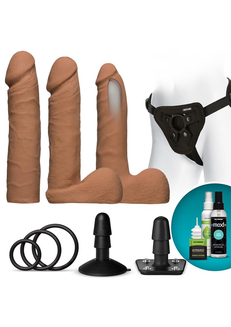 Vaculock Dual Dense Ultraskyn Set Carmel Dildo Set Harness Accessory