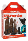 Vaculock Dual Dense Starter Set Chocolate Dildo Set Harness Accessory