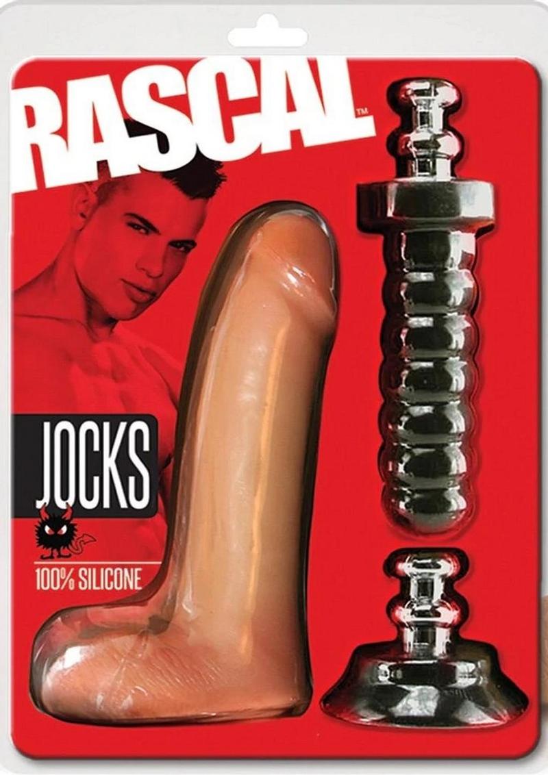 Rascal Jock Brent Silicone Cock 8 Inch Dildo With Silicone Handle and Suction Cup Base Flesh