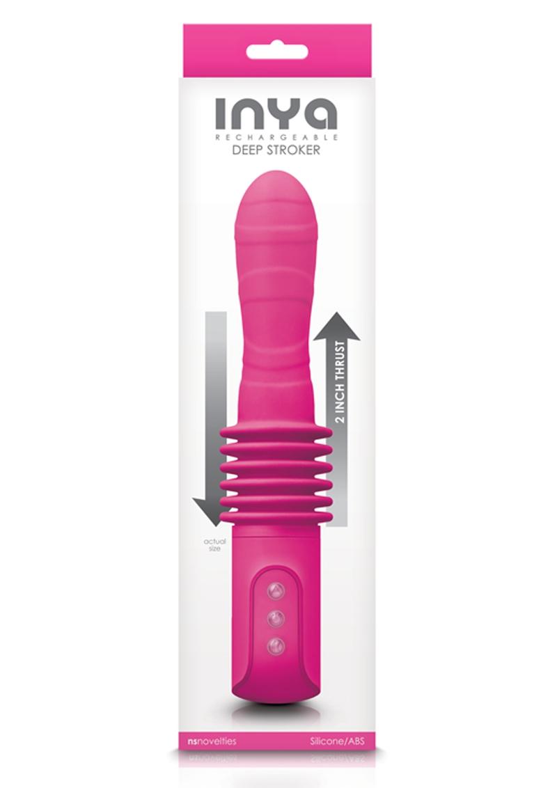 Inya Deep Stroker Vibrador rosa multifunción de silicona recargable