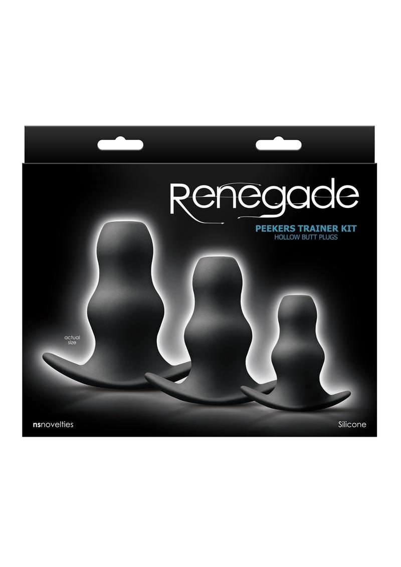 Kit de tapón anal Renegade Peeker de silicona sin vibración, color negro