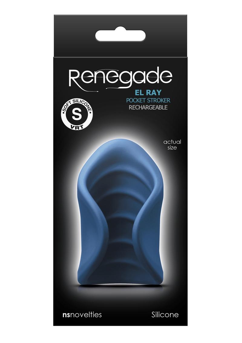 Masturbador masculino Renegade El Ray Pocket Stroker azul sin vibración con textura