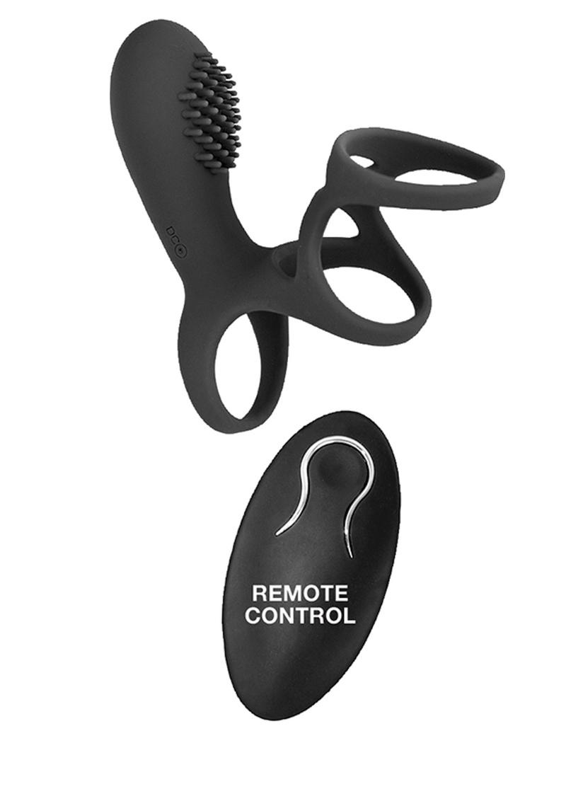 Jaula para pene con vibración y control remoto Commander de silicona, recargable por USB, resistente al agua, color negro, 2,5 pulgadas
