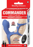 Commander Remote Control Vibrating Climaxer Silicone USB Rechargeable Clit Stimulating Cock Cage Waterproof Blue 2.5 Inches