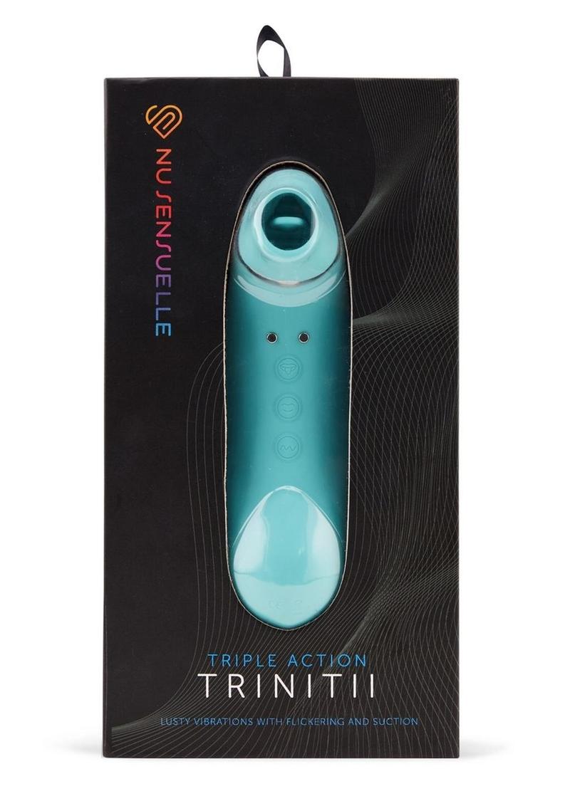 Sensuelle Trinitii Suction Tongue Vibrator Rechargeable Multi Speed Electric Blue