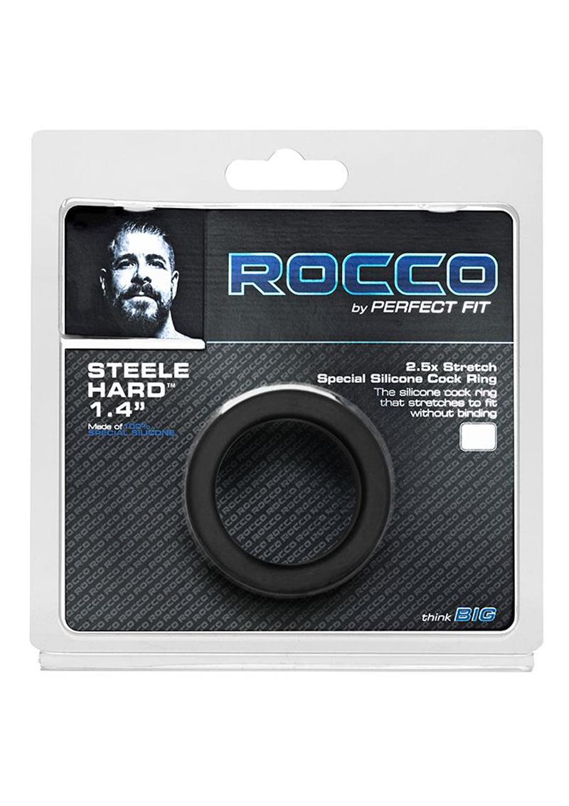 Rocco Steele Hard Silicone Cockring Black 1.4 Inches Inner Diameter