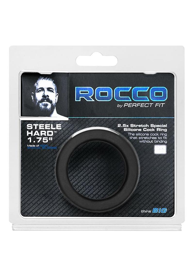 Rocco Steele Hard Silicone Cockring Black 1.75 Inches Inner Diameter