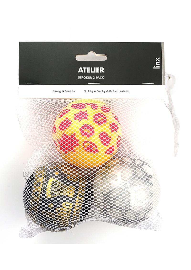 Linx Atelier Stroker Ball Masturbator 3-Pack Nubby and Ribbed Texture Waterproof