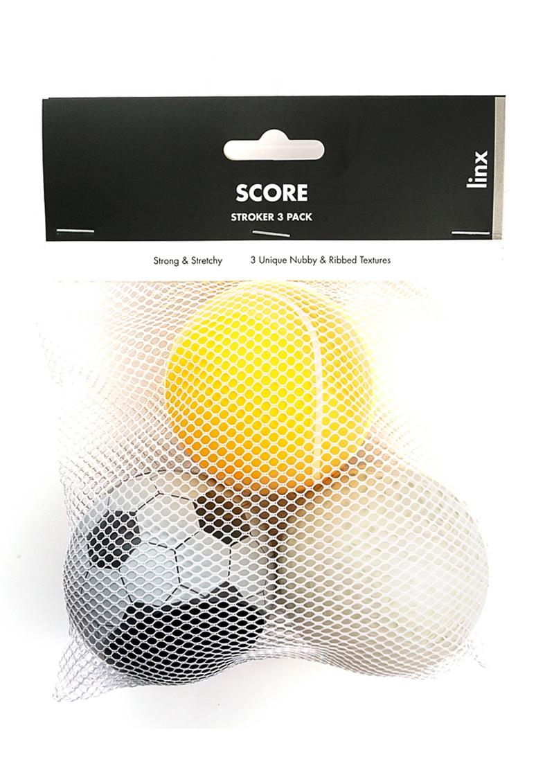 Linx Score Stroker Ball Masturbator 3-Pack Nubby and Ribbed Texture Waterproof