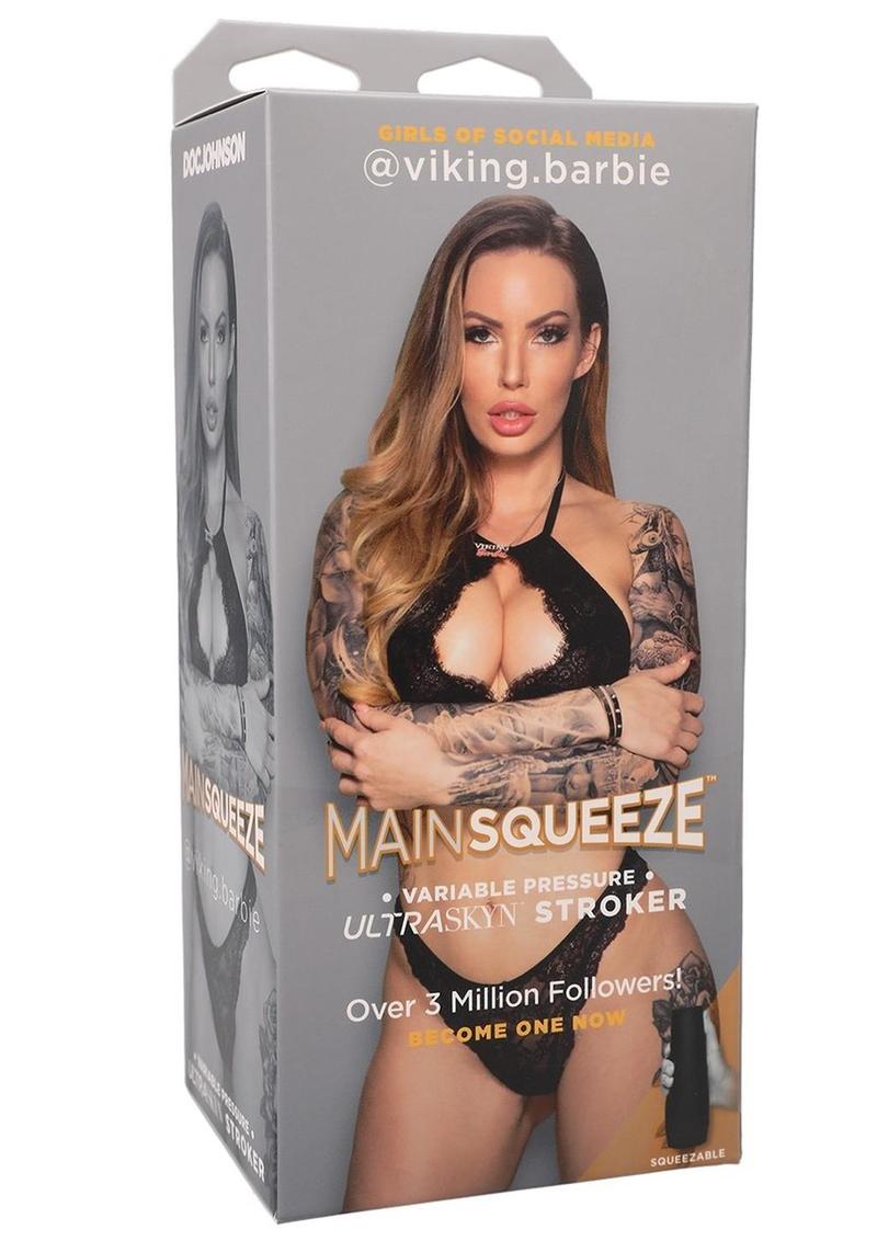 Masturbador de coño de Barbie Viking Ultraskyn Stroker de Main Squeeze, sin vibración, con textura en piel