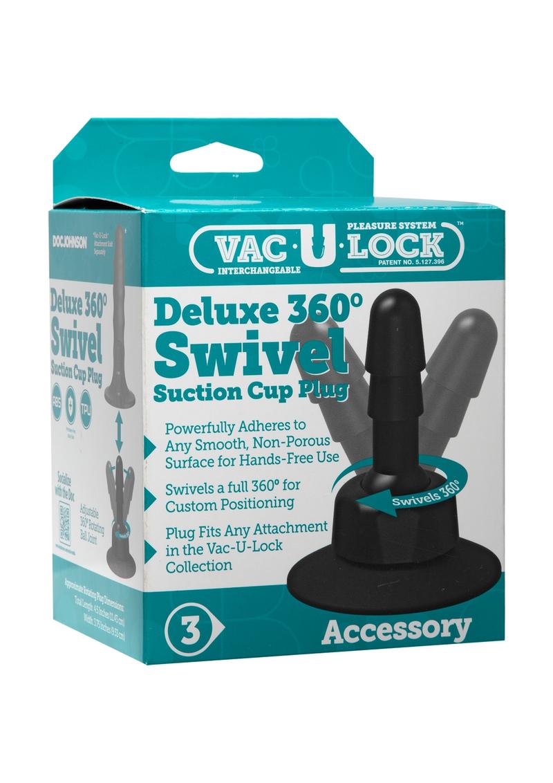 Tapón con ventosa giratoria de 360 ​​grados Vac U Lock Deluxe, color negro