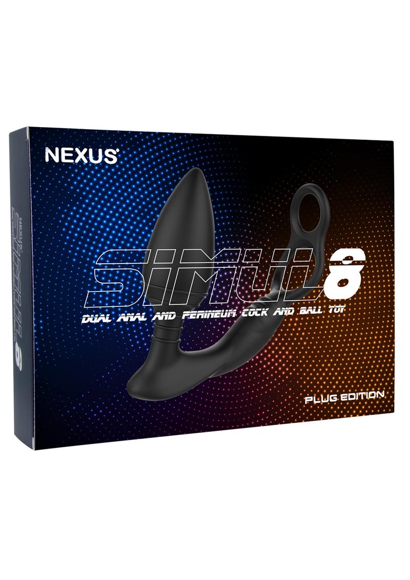 Juguete para pene y testículos Simul8 Dual Anal and Perineum de silicona recargable, resistente al agua y con múltiples vibraciones, color negro