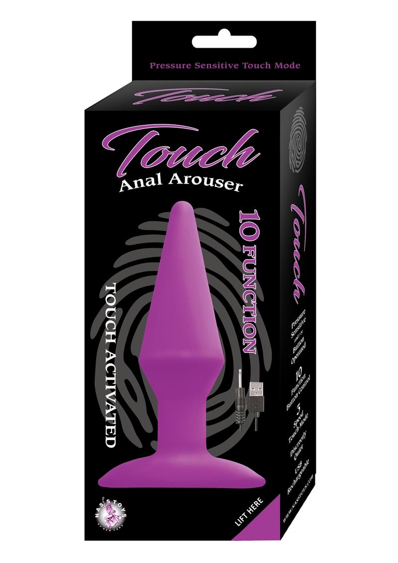 Touch Anal Arouser 10 Function USB Rechargeable Touch Activated Anal Plug Waterproof Purple 5 Inches