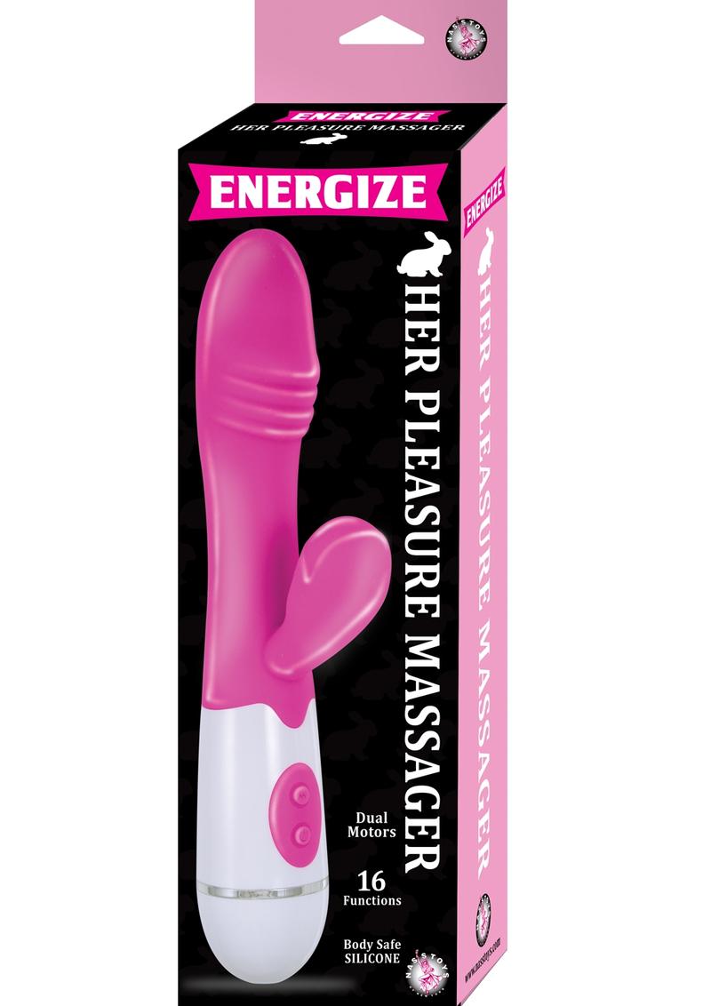 Masajeador de placer Energize Her con doble motor y cosquilleo para clítoris de silicona color rosa