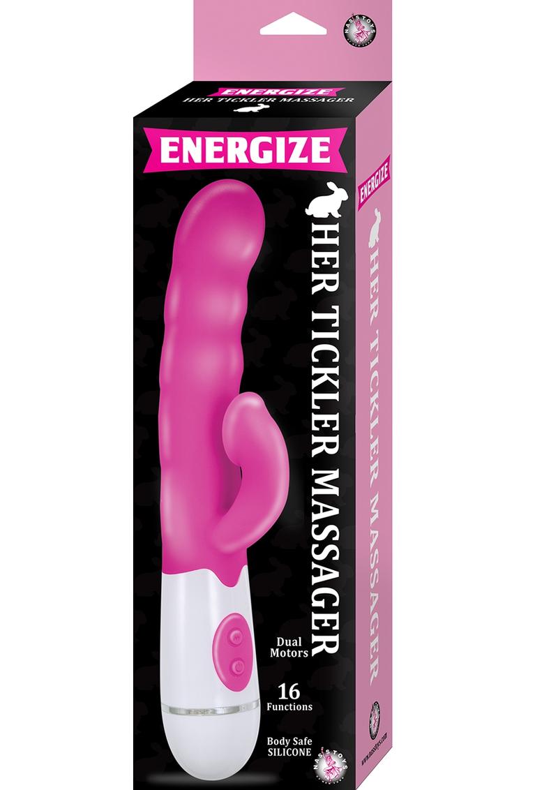 Masajeador de cosquillas Energize Her con doble motor, silicona rosa