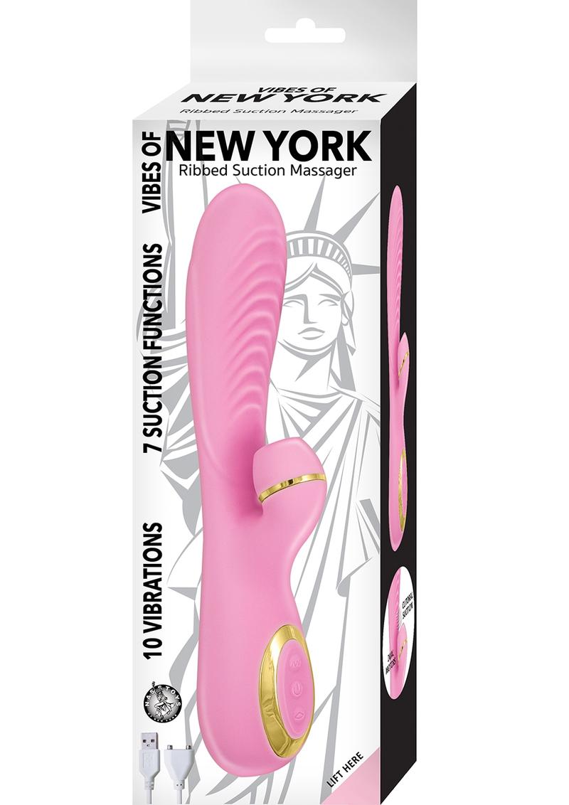 Masajeador de succión con doble vibración y estimulación del clítoris, recargable, color rosa, Vibes Of New York